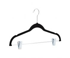 AmazonBasics – Rockbügel beflockt, mit Clips, Schwarz, 24 Stück