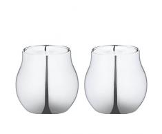 Georg Jensen Teelichthalter, 2 Stück, aus spiegelnd poliertem Edelstahl, Cafu-Kollektion