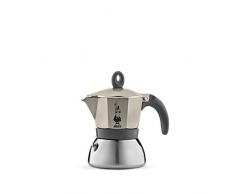 Bialetti 4823 Moka Induktion Espressokocher, Edelstahl, 3 Tassen, leichte Champagnerfarbe
