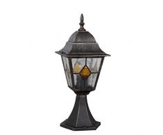 Brilliant 43884/86 Jason Außensockelleuchte, Höhe 44 cm, 1-flammig, E27, maximal 60 W, LED geeignet, Alu-Druckguss/Glas, IP44, spritzwassergeschützt, schwarz/gold
