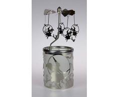 Kerzenfarm Hahn Glaskarussell Teelichthalter Windlicht 84391 Motiv Hexe Größe 16 x 6 x 6 cm …, Glas, Holz Rötlich, 6 x 6 x 7 cm