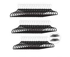 Relaxdays Kleiderbügel 50er Set, Samt, Premium, rutschfest, Anzugbügel, Einkerbungen, Jackenbügel, 360 Grad, schwarz