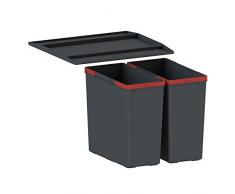 FRANKE Easysort 450-2-0 Abfallsorter Abfalleimer Mülleimer Abfallsammler, Plastik, schwarz, 37,8 x 41,4 x 34,3 cm