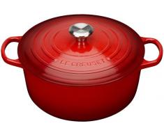 Le Creuset Signature Gusseisen-Bräter mit Deckel, Ø 26 cm, Rund, Für alle Herdarten und Induktion geeignet, Volumen: 5,3 l, Kirschrot
