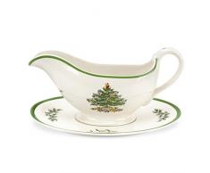 Spode Sauciere und Ständer, Keramik-Set mit Box, Mehrfarbig