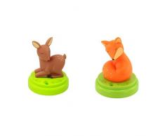 ANSMANN Nachtlicht Reh - Süße Einschlafhilfe mit Touch Sensor & Timer - LED Nachtlicht für Baby & Nachtlicht Fuchs - Süße Einschlafhilfe mit Touch Sensor & Timer - LED Nachtlicht für Baby