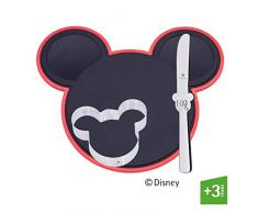 WMF Disney Mickey Mouse Schneidebrett Set 3-teilig, Schneidbrett mit Kindermesser & Ausstecher, Kunststoff, Cromargan Edelstahl poliert, spülmaschinengeeignet