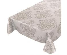 ANRO Wachstuchtischdecke Wachstuch Wachstischdecke Tischdecke abwaschbar Ranken Barock Arabeske Beige 180 x 140cm