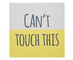 KitchenCraft kctrivctt Funny Can t Touch This Keramik Untersetzer quadratisch [Query], 20 x 20 cm (20,3 cm), gelb/weiß