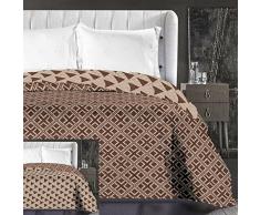 DecoKing 86667 Tagesdecke 220 x 240 cm beige Cappuccino braun Schoko Bettüberwurf zweiseitig pflegeleicht geometrisches Muster Brown Chocolate Hypnosis Collection Triangles