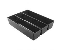 InterDesign Linus Schubladenorganizer, extragroÃer Schubladeneinsatz aus Kunststoff für Besteck und andere Utensilien, schwarz