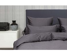 Heckett Lane Bettwäsche 100% Baumwolle Mako-Satin Uni Puntini 155x220 (80x80) Dark Gull Grey