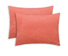 CaliTime Kissenbezüge für Couch Sofa Home Dekoration, einfarbig, weiches Chenille, 2 Stück Standard Pillowcases - Pack of 2 living coral