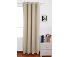 Deconovo Verdunkelungsvorhang mit Ösen Wohnzimmer Gardinen Blickdicht 229x168 cm Creme 1er Set