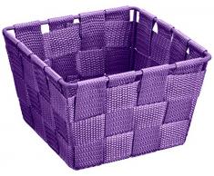 WENKO Aufbewahrungskorb Adria Mini Lila, quadratisch Füllkörbchen Wäschebox