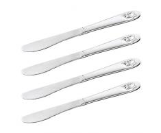 Viva Haushaltswaren - 4 x Kindermesser mit geprägtem Motiv (Bär) Messer für Kinder im Set aus Chromstahl / Klinge mit Sägeschliff / Essbsteck & Kindergeschirr einzeln als Kinderbesteck-Set