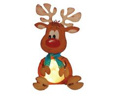 Petras Bastel News Leuchti Rentier groß inkl. Acrylkugel und Satinierfarbe Bastelset, Holz, Holzfarben, 10 x 45 x 34 cm