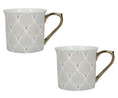 V&A Palace-Becher-Set mit Muscheln, goldfarbene Griffe und Geschenkbox, 5227085