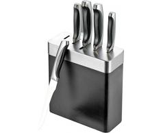 Esmeyer Messerset mit Holzblock, Kunststoff, Schwarz, 5-teilig
