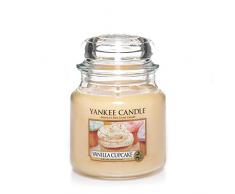 Yankee Candle mittelgroße Duftkerze im Glas, Vanilla Cupcake, Brenndauer bis zu 75 Stunden