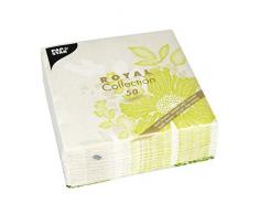 Papstar Servietten / Tissueservietten grün Royal Collection, Annabel (50 Stück) mit Blumenmotiv, 40 x 40 cm, 1/4-Falz, Stoffoptik, Dekorserviette, für Haushalt, Feste oder Gastronomie, #85012