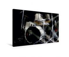 Premium Textil-Leinwand 75 cm x 50 cm quer, Pataflafla - Schlagzeug | Wandbild, Bild auf Keilrahmen, Fertigbild auf echter Leinwand, Leinwanddruck: WeiÃes Schlagzeug auf der BÃ¼hne (CALVENDO Kunst);CALVENDO Kunst