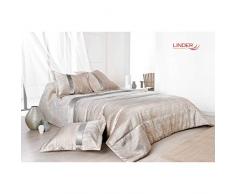 LINDER Bett Überwurf Kissenbezüge/Polyester Beige/Grau, Beige/Grau, 250 x 260 cm