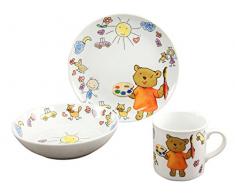 Creatable Serie Teddy, Geschirrset 3 teilig Kinderservice, Porzellan, Mehrfarbig, 24 x 20 x 26 cm, 3-Einheiten