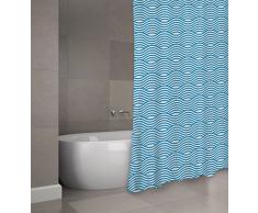 MSV Cotexsa by Premium Anti-Schimmel Duschvorhang - Anti-Bakteriell, 100% wasserdicht, mit 12 Duschvorhangringen - „Wave“ Blau 180x200cm