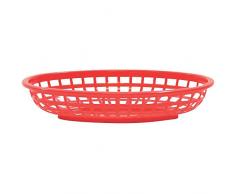 TableCraft Classic Ovale Futterkörbe, 24 x 15 x 5 cm, Rot, 36 Stück Kunststoffkörbe, Dinnerkörbe, Futterkörbe, Speisekörbe, Präsentationskörbe, Pommeskörbe, Burgerkörbe, Hot Dog Körbe