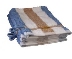 Gözze Waschhandschuh 4er-Set, 100% Baumwolle, 17 x 24 cm, New York, Streifen, Marone/Weiß/Fjord, 555-9700-A1