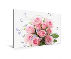 Premium Textil-Leinwand 90 x 60 cm Quer-Format Rosenstrauß mit Vergissmeinnicht | Wandbild, HD-Bild auf Keilrahmen, Fertigbild auf hochwertigem Vlies, Leinwanddruck von Gisela Kruse