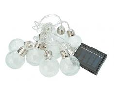 Cole&Bright L24308, Solar 10er - Eisball - Lichterkette. Dual-Power Technologie, Glas, Transparent, 380 cm