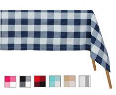 Tischdecke Baumwolle - tischdecke rechteckige - Tischdecke Blau Weiß - tischdecken kariert - karo tischdecke - Tischdecke Blau Weiß Kariert (Tischdecke (63 x 126 ), Kariert (Marine & Creme))