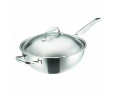 KUHN RIKON 37037 Kochgeschirr Wok mit Stiel und Deckel Mehrschichtmaterial Edelstahl 28 cm