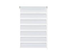 GARDINIA Doppelrollo zum Klemmen oder Kleben, Duo-Rollo/ Seitenzugrollo, Transparente und blickdichte Streifen, Alle Montage-Teile inklusive, Weiß, 90 x 220 cm (BxH)