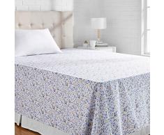 AmazonBasics Bettlaken, Mikrofaser, 230 x 260 + 10 cm - Blue Floral