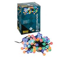 Idena 31093 - Kugellichterkette, LED Lichterkette mit 80 LED bunt, mit 8 Stunden Timer Funktion, Innen und Außenbereich, für Hochzeit, Party, Deko, Garten, Balkon, als Stimmungslicht, ca. 12,9 m