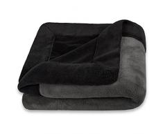 CelinaTex Toronto Kuscheldecke 150 x 200 cm schwarz und dunkel grau Mikrofaser Wohndecke Fleece Tagesdecke