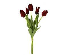 Real-Touch Tulpenbund mit 5 Blüten, 53 cm, Frühjahrsdeko, Frühlingsdeko, Osterdeko, Kunstblumen, Künstliche Blumen, Rot