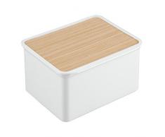 InterDesign 90340EU RealWood Organizer mit Klappdeckel für Küchenschrank oder Speisekammer, Plastik, weiß/helles Holz-Finish, 17 x 14.5 x 9.4 cm