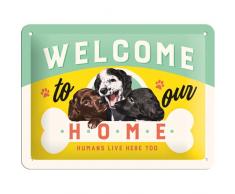 Nostalgic-Art 26210, Animal Club Welcome Puppies, Blechschild 15x20 cm, Metall, bunt, 15 x 20 x 0,2 cm