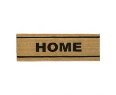 Relaxdays Fußmatte lang Kokos 40 x 120 cm mit Spruch HOME Kokosmatte als Fußabtreter für breite Türen Innen und Außen mit rutschfester Gummi-Unterseite als Türvorleger und Türmatte, natur