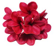 Blumenstrauß aus 10 PU-Kunststoffen, naturgetreue, künstliche Plumerien, Frangipani-Blumensträuße für Hochzeit, Zuhause, Party-Dekoration weinrot