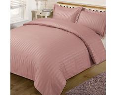 Dreamscene Schöne Satin Streifen Quilt Bettbezug mit Kissen Fall Betten-Set, Polyester, Pink, Single
