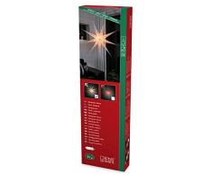 Konstsmide 2988-250 Weißer Papierstern, perforiert, mit rotem Muster und 9 Zacken, 115x115cm / für Innen (IP20) / 230V Innen / ohne Leuchtmittel / mit an/aus Schalter / weißes Kabel