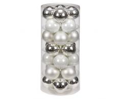 Inge-glas 19000D003 Kugel 60mm, 28 Stck./Dose, silber glanz/weiß matt / porzellanweiß