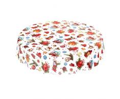 ANRO Wachstuchtischdecke Wachstuch Wachstischdecke Tischdecke Weihnachten Weihnachtskugeln Fest Feier Rund 100cm, Schnittkante
