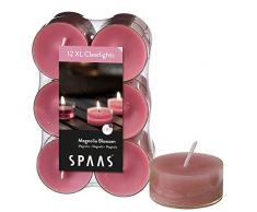 Spaas 12 Maxi Duft-Teelichter in transparenter Klartasse, Paraffinwachs, Kunststoff, Rosenblush, Durchmesser 56 mm, Höhe 21 mm