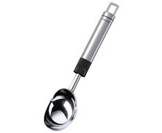 Leifheit Eisportionierer ProLine-Serie, Eislöffel aus Edelstahl, Eiskugelformer auch für hartes Eis, Teigportionierer, mit praktischer Aufhängeöse, silber, schwarz